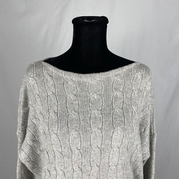 Ralph Lauren Sport Gray Cable Knit Wool High Neck Sweater - Women’s M - Picture 4 of 7